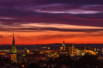 Fototapeta na wymiar Colorfull evening in Cracow