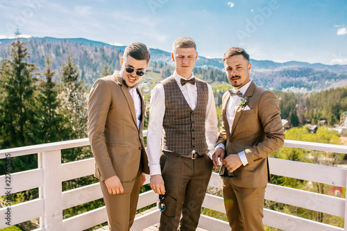 Wedding Portrait Groomsmen And Groom Young Friends Groomsman