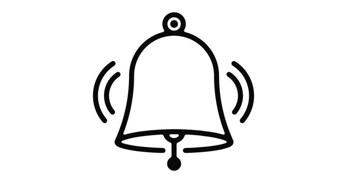 Bell line icon motion graphic animation with alpha channel.