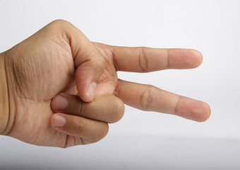 Naklejka premium hand of man and woman isolated on white background