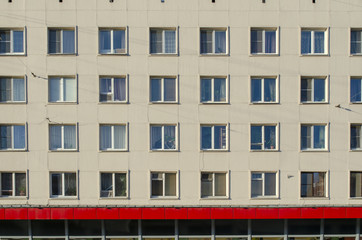 four rows of Windows with red stripe - 227657400