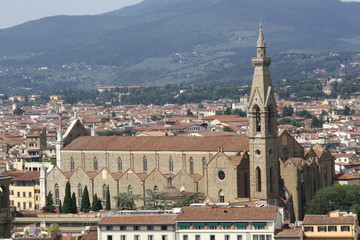 Fototapeta na wymiar View of Santa Croce Cathedral in Florence (Tuscany Italy )