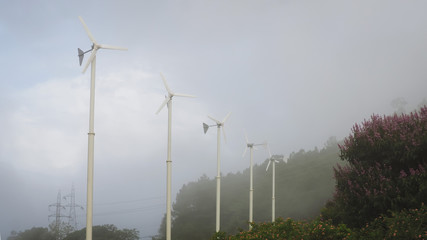 Landscape Photography of Wind Turbines or Wind Generators in The Mist for This is The Renewable, ...