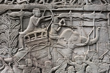 temple wall war engraving