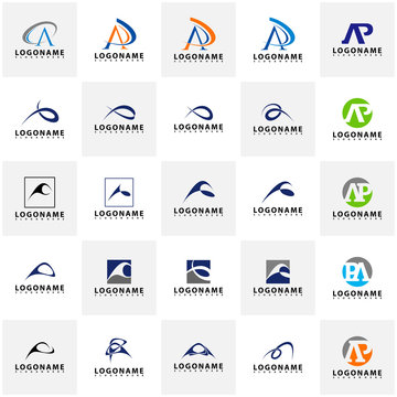 Set of AP Letter Logo Design with Creative Modern Trendy Typography, AR Letter Logo vector.