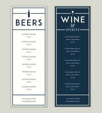 Bar and drinks vector menu template