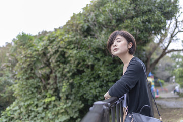 Fototapeta na wymiar A bright pretty woman, Japan