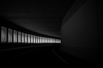 black and white tunnel