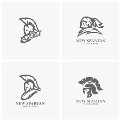 Set of Spartan warrior logo design vector illustration. Warriors sport team logo design.