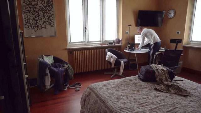 Young Teeneger Cleaning His Room, Timelapse, in Italy on 11 October 2018