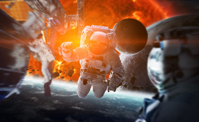 Astronaut floating in space 3D rendering elements of this image furnished by NASA