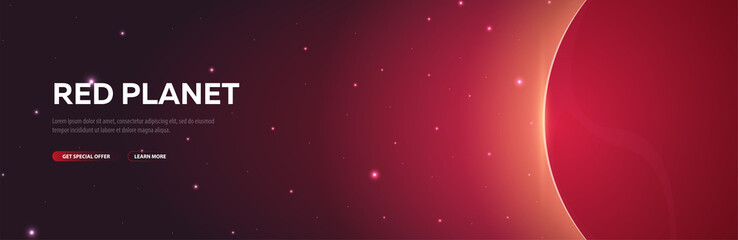 Red Planet, Mars. Astronomical galaxy space background. Vector Illustration.