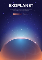 Exoplanet. Astronomical galaxy space background. Vector Illustration.