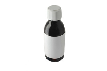 Dark bottle for medicine with place for writing isolate