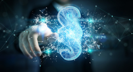 Businessman using 3D rendering digital paragraph law symbol