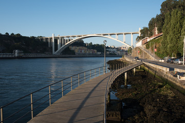 Bridge of the Arrabida of day in the mouth of the Douro in Porto. Portugal