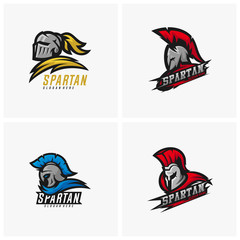 Set of Spartan warrior logo design vector illustration. Warriors sport team logo design.