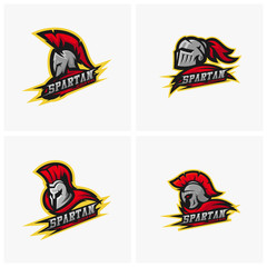 Set of Spartan warrior logo design vector illustration. Warriors sport team logo design.