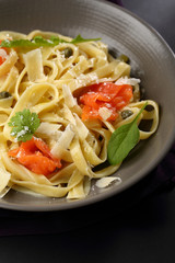 Pasta with salmon fish
