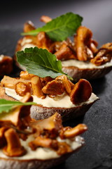 Roasted mushrooms on toast
