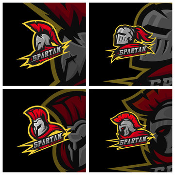 Set of Spartan warrior logo design vector illustration. Warriors sport team logo design.