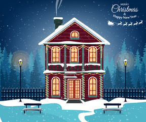 Merry christmas card. Vector illustration. Happy new year