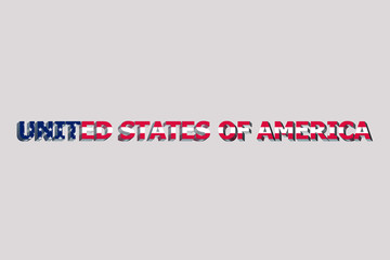 Flag of United States of America on a text background.