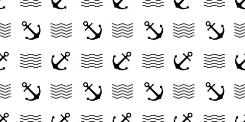 Anchor Seamless Pattern vector boat pirate helm nautical maritime wave tropical summer beach ocean tile background isolated repeat wallpaper