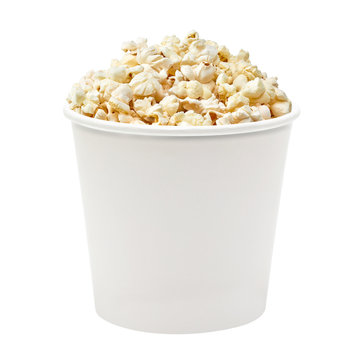 White blank popcorn box for placing custom graphics on white background
