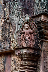 Fototapeta na wymiar Siem Reap; Kingdom of Cambodia - august 24 2018 : Banteay Srei temple