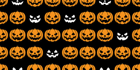 pumpkin seamless pattern Halloween vector ghost spooky scarf isolated repeat wallpaper tile background black