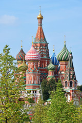 Fototapeta premium Moscow, Basil's cathedral on Red square in summer, Russia