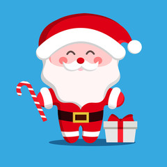 Santa Claus with a gift.Cartoon character.Santa Claus holding Christmas candy.