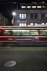 tram at night long exposure