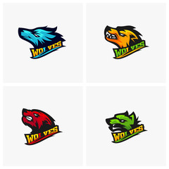 Set of Modern professional Wolf logo for a sport team. Wolf logo vector illustration.