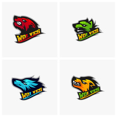 Set of Modern professional Wolf logo for a sport team. Wolf logo vector illustration.