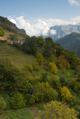 Autumn landscape, natural park Ubiñas table, Hermitage, Mountain, Asturias, Spain