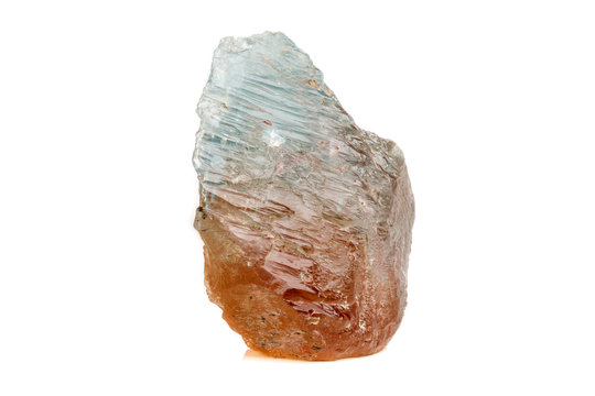 Macro mineral stone Topaz on a white background