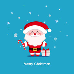 Santa Claus with a gift.Cartoon character.Santa Claus holding Christmas candy.