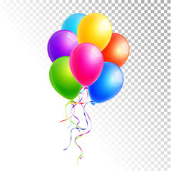 Colorful balloons isolated on white and transparent background vector