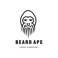 beard ape logo company graphic design illustration vector modern