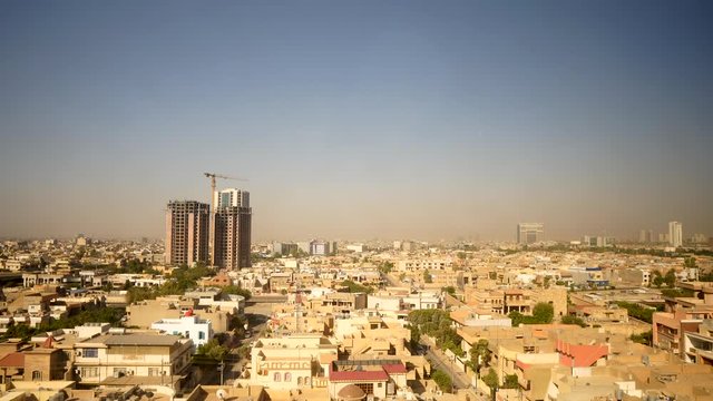 timelapse of the city of Arbil in Northern Iraq/Kurdistan from viewpoint
