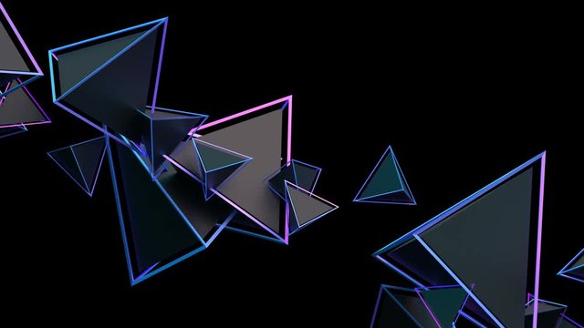 Abstract 3d rendering of geometric background. Modern looped animation with pyramid shape. Seamless motion design. 4k video with alpha matte