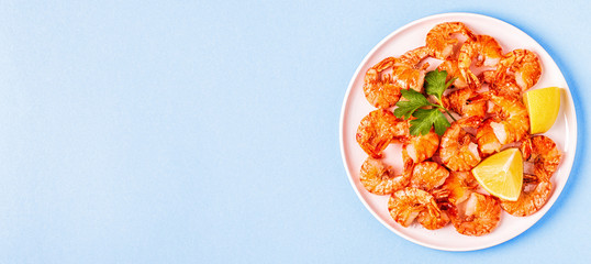 Grilled shrimps with lemon parsley and garlic