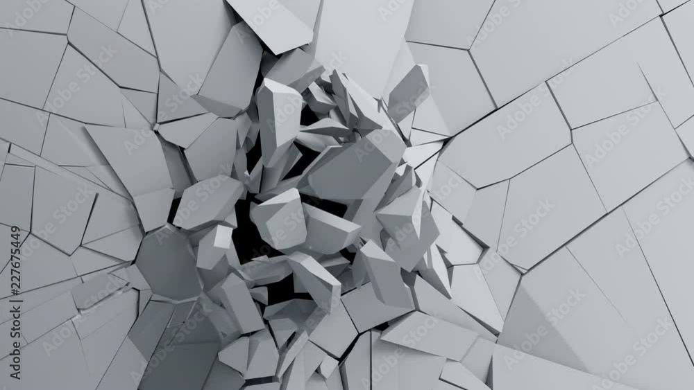 Poster abstract 3d rendering of cracked surface. animated cgi background design with broken shape. wall des