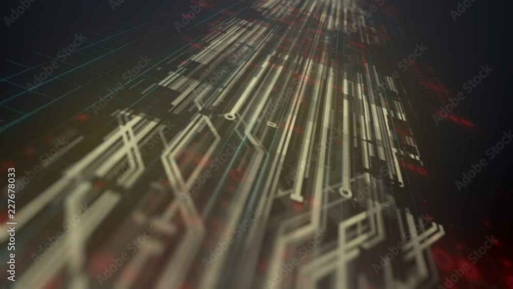Aufkleber computer generated high tech digital technology animation. 3d rendering background. 4k, ultra hd res