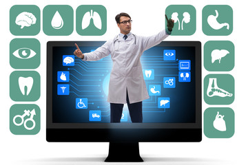 Telehealth concept with doctor doing remote check-up