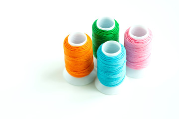 Colorful Waxed Cotton Cord on white background for DIY