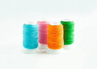 Colorful Waxed Cotton Cord on white background for DIY