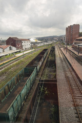 Fototapeta premium Aerial view of railroad tracks